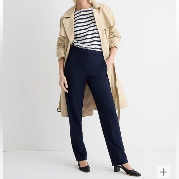 J Crew Kate Pant Navy Blue Straight Leg Four Season Stretch Womens Size 8P NEW - Picture 2 of 14